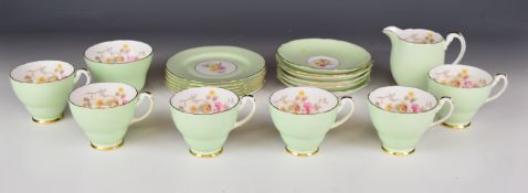 Hammersley & Co interior flower decorated teaware, twenty pieces
