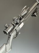 Savage B22 .22 bolt-action rifle with composite stock, textured semi-pistol grip, sling mounts, bi-