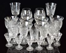 Twenty seven pieces of Waterford Crystal Lismore and Maeve glassware including wine glasses,