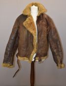 Royal Air Force WW2 Irvine pattern brown leather sheepskin lined flying jacket with zip pull to