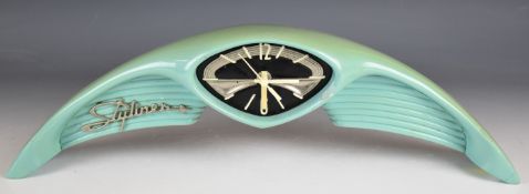 Art Deco 'Styliner' ceramic clock, W49 x H15cm