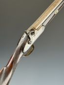 English 10 bore muzzle loading percussion hammer action sporting gun with engraved lock and top