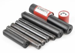 Seven various rifle and air rifle sound moderators including Donnyfl Tatsu in original tube.