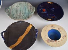 Four Mike and Dinah Steveni studio pottery twin handled and other bowls and dishes, some with