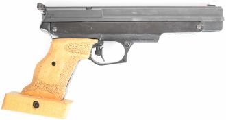 Gamo .177 target air pistol with adjustable wooden grip, trigger and sights, serial number