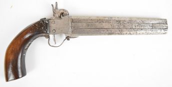 Unnamed 60 bore percussion hammer action double barrelled over and under howdah pistol with shaped