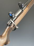 BSA .22-250 bolt-action rifle with chequered semi-pistol grip and forend, scope and sling mounts,