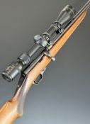 Austrian .22 bolt-action rifle with chequered semi-pistol grip, sling mounts, Parker-Hale WE1