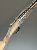 Belgian 20 bore side by side shotgun with named and engraved locks, underside, trigger guard,