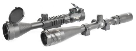 Two rifle scopes Milbro Clearview C 4-12x50 EG with rail mount and lens covers and Tasco 624x42 M.