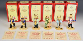 Royal Doulton Bunnykins limited edition six piece Jazz Band, with certificates and boxes