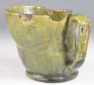 Ewenny Pottery shaving mug with green glaze, H10cm Provenance: A very similar example is illustrated