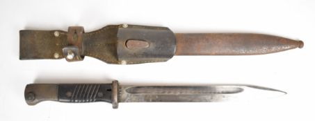 German 84/98 pattern third model bayonet with plastic grips, ricasso stamped 41 ddL and 8006 over j,