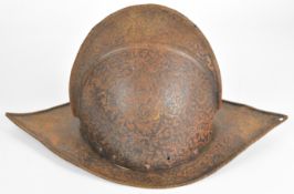 Cabasset 17thC style helmet with rope twist rim, high comb and all over decoration