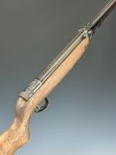 Webley Mark 3 .22 under-lever air rifle with plaque inset to the stock and semi-pistol grip,
