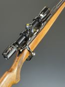 BRNO Model 2 .22 bolt-action rifle with chequered semi-pistol grip, sling mounts, Nikko Stirling