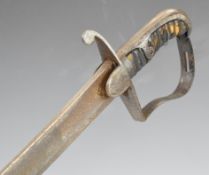 British 1796 pattern Trooper's Light Cavalry sword or similar with wooden grip and 82cm curved