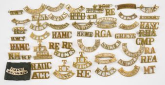 Approximately forty shoulder titles including 4th Wilts, Royal Engineers, Wessex Royal Engineers