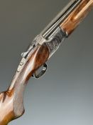 Miroku 12 bore over and under ejector shotgun with engraved locks, underside, trigger guard, top