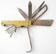Coachman's multi-tool pocket or penknife with 12 various tools including carriage key, corkscrew,