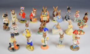 Twenty Royal Doulton Bunnykins figures including Collector, Fisherman, Jester etc.