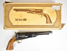 Euroarms Model 1860 Army .44 six shot single action percussion revolver with engraved scenes of