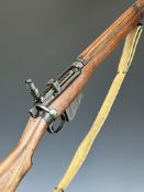 Deactivated Lee-Enfield No.4 Mk I .303 sniper rifle with adjustable pop-up ladder sights, storage