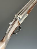 AYA Yeoman 12 bore side by side shotgun with chequered grip and forend, double trigger and named