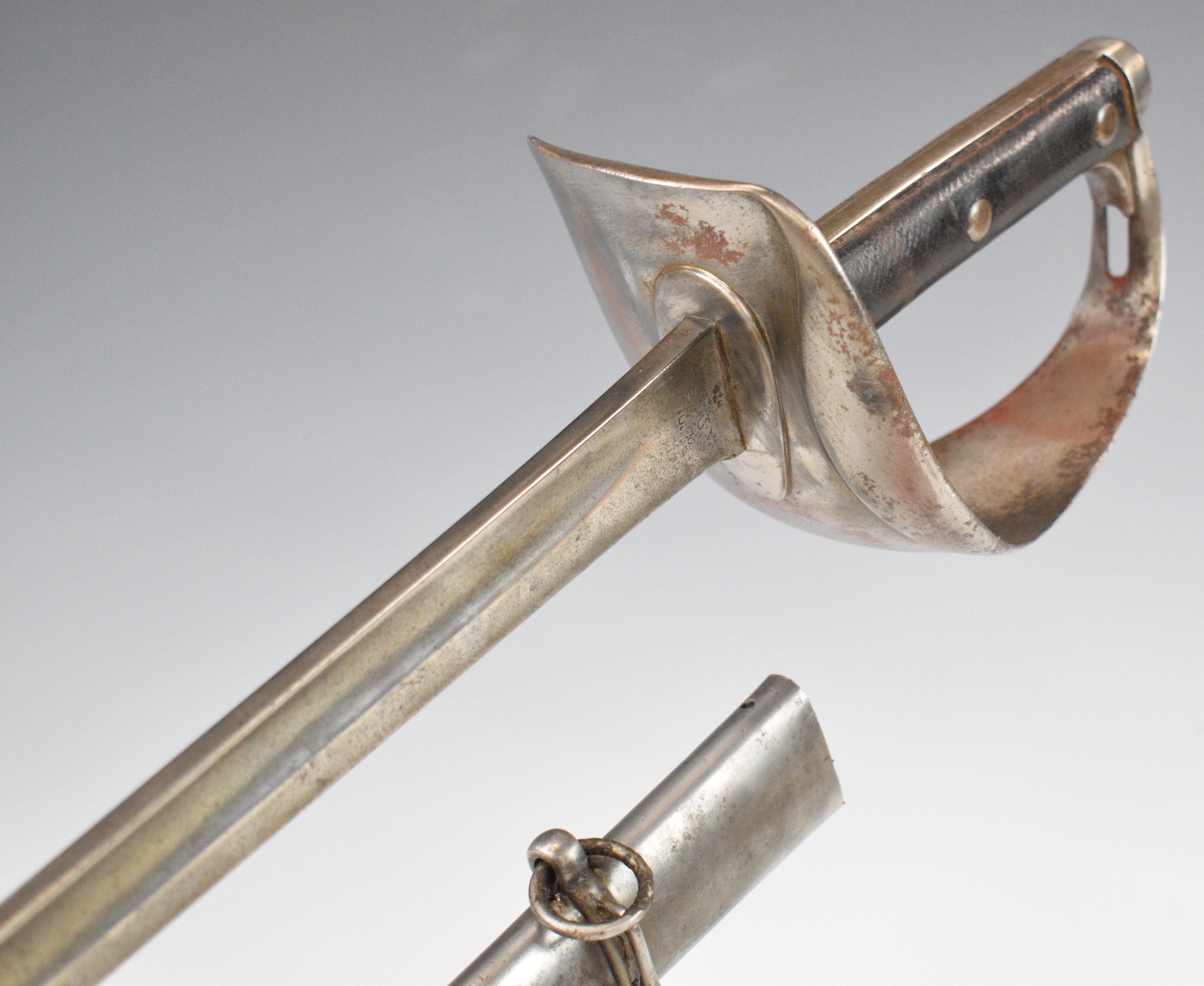 British 1889 pattern Cavalry Trooper's sword with solid bowl guard, leather grips, some clear stamps - Image 25 of 36