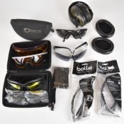 Six pairs of shooting glasses including Bolle and Daisy some with interchangeable lenses together