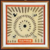 Norma rifle cartridge and bullet display board with the matching calibres and sizes printed on the