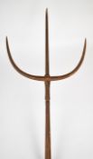Chinese style Trident / Tiger Fork polearm with three spikes (longest 32cm) and wooden shaft,