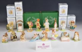 Sixteen Beswick / Royal Albert Beatrix Potter figures including Mrs Rabbit with BP2 gold oval