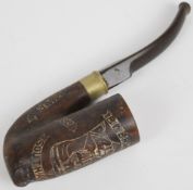 Boer War interest, Boer pipe engraved 1889-1900, O.V.S (Orange Free State), ZAR (South African