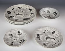 Ridgway pottery dinnerware decorated in the Homemaker pattern, ten items, largest diameter 25.5cm