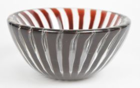 Edwin Ohlstrom for Orrefors Aerial glass bowl with ruby red and clear pulled control bubble