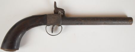 Unnamed 28 bore percussion hammer action bootleg 'man stopper' pistol with chequered wooden grips