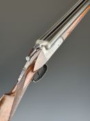 Laurona 12 bore side by side ejector shotgun with engraved locks, underside, trigger guard, thumb