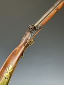 Deactivated William Buchele .45 flintlock Kentucky rifle with brass trigger guard, butt plate and