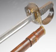 British 1895 pattern Infantry officer's sword with VR cypher to pierced hilt, shagreen and wire to