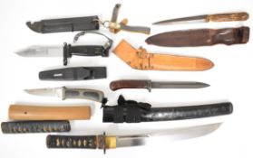 Czechoslovakia 1958 pattern bayonet with wood chip grips, 17cm blade and scabbard, AK47 bayonet with