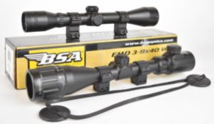 Two rifle scopes Option Zero 3-9x40 Wide Angle and BSA Deerhunter 4x40 in BSA Essencial box.