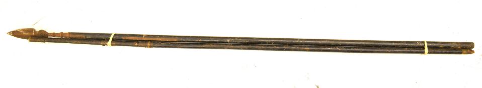 After French Partisan style polearm with 14cm blade and wooden shaft, overall length 195cm