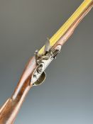 H W Mortimer & Son of London flintlock blunderbuss with named lock, safety, brass butt plate and