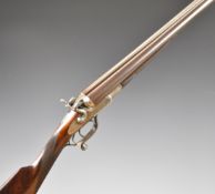 Stephen Grant 12 bore side by side hammer action shotgun with named and engraved locks, fine