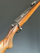BRNO Model 2-E-H .22 bolt-action rifle with chequered semi-pistol grip, braided leather sling,