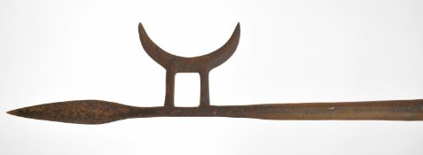 Chinese style polearm with 17cm spearhead paired with crescent shaped blade and wooden shaft,