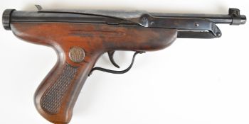 EMGE Zenit Luftepistole .177 air pistol with inset maker's plaque to the chequered wooden grips