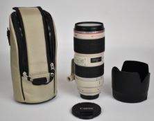 Canon EF 70-200mm 1:2.8 L IS II USM digital SLR camera lens, with hood, front and rear caps and