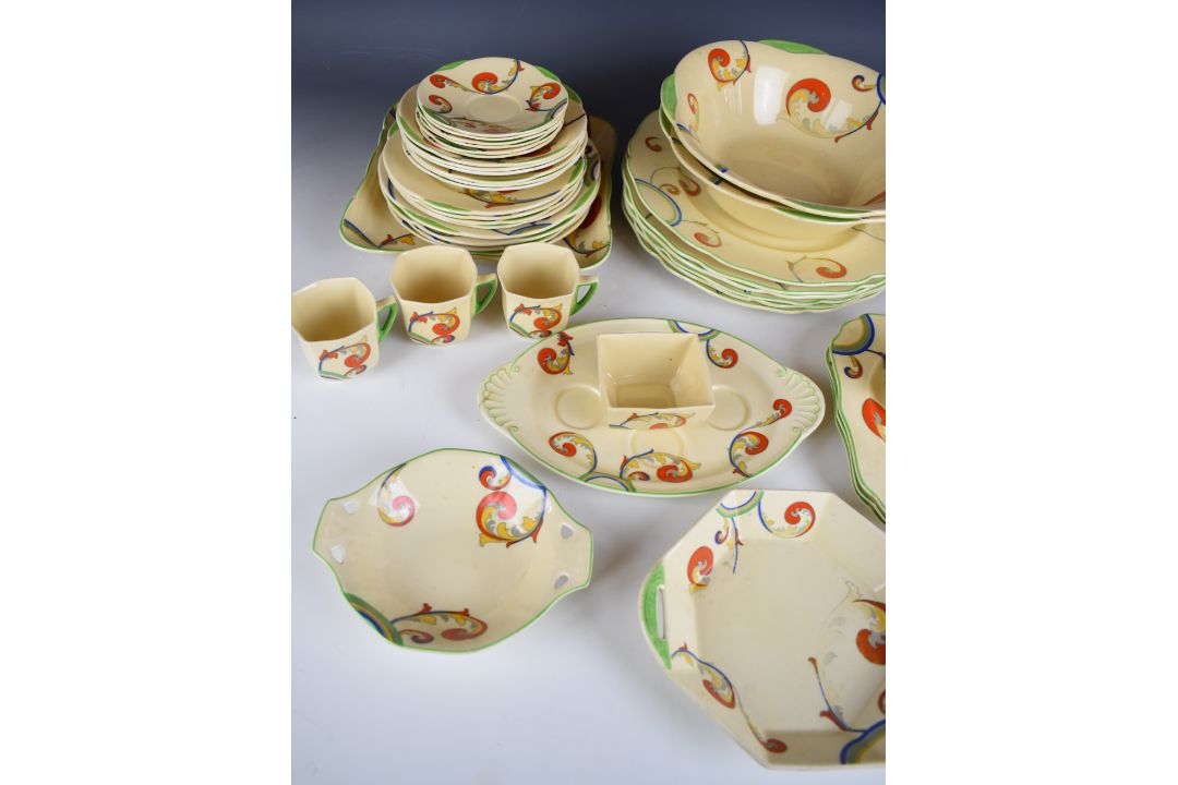 Royal Doulton Art Deco dinner and teaware decorated in the Syren pattern, approximately forty nine - Image 8 of 10